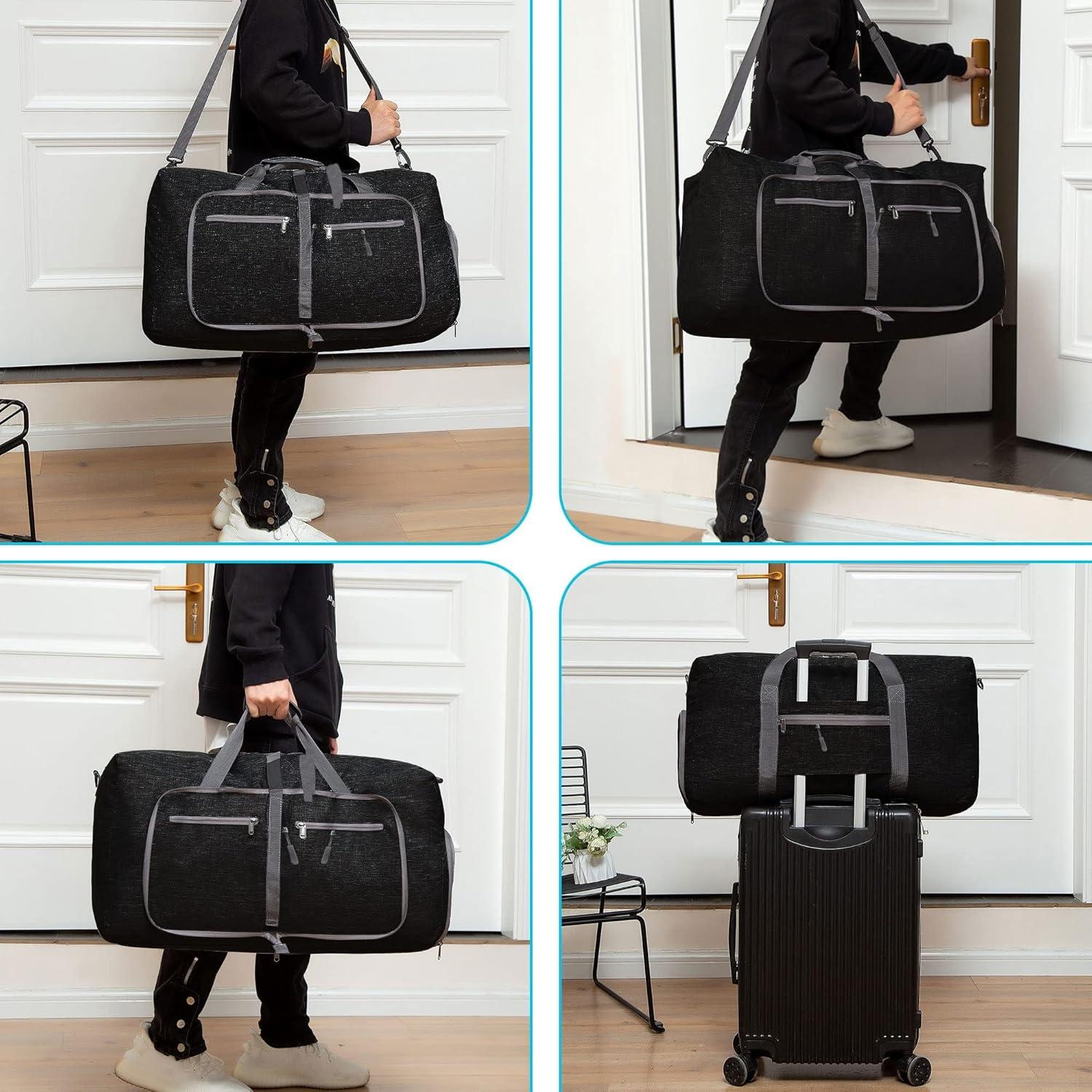 Leichte Faltbare Reisetasche 65L Sporttasche Damen Herren mit Schuhfach