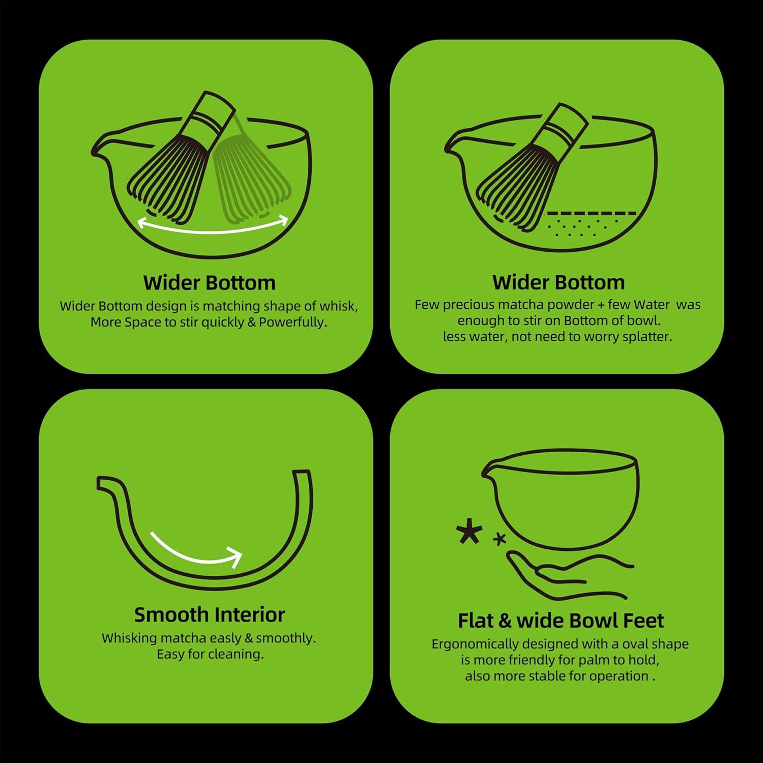 Matcha-Tee-Set 7-teilig Bambus Keramik-Zubehör Cremig621