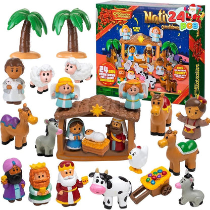 JOYIN 24-teiliger Weihnachts-Adventskalender 2024, Krippen