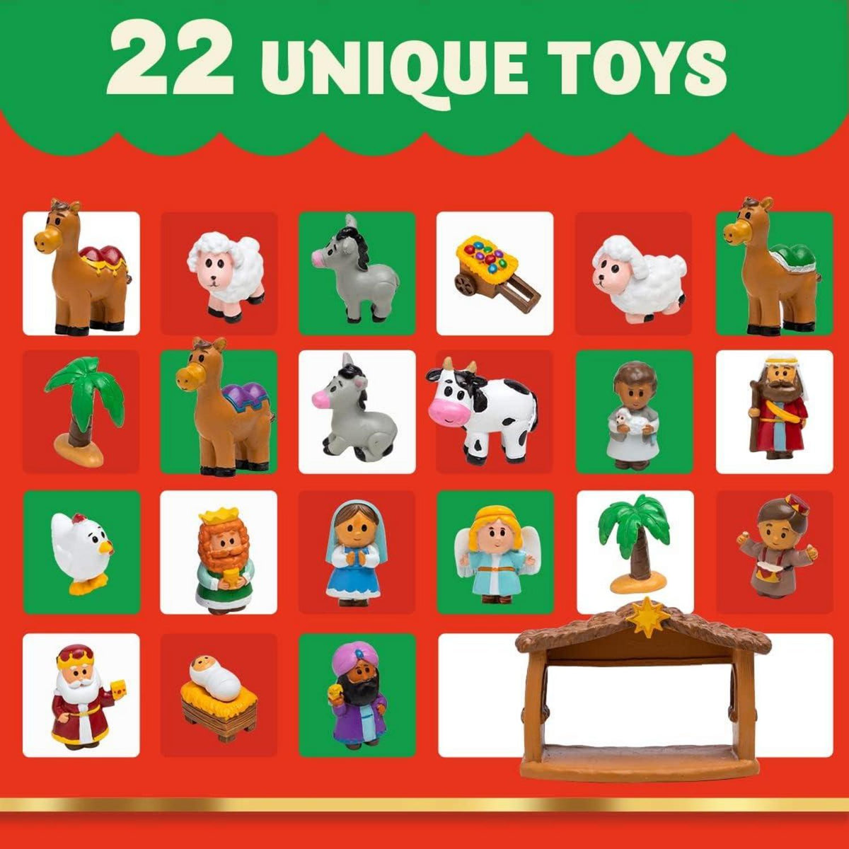 JOYIN 24-teiliger Weihnachts-Adventskalender 2024, Krippen