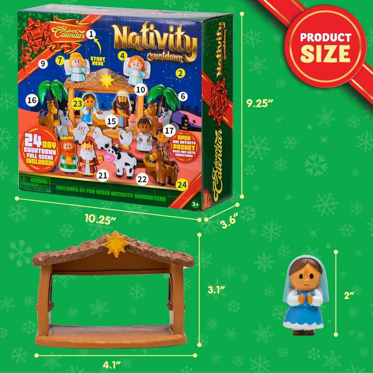 24-teiliger Weihnachts-Adventskalender 2024 Krippenfiguren-Set