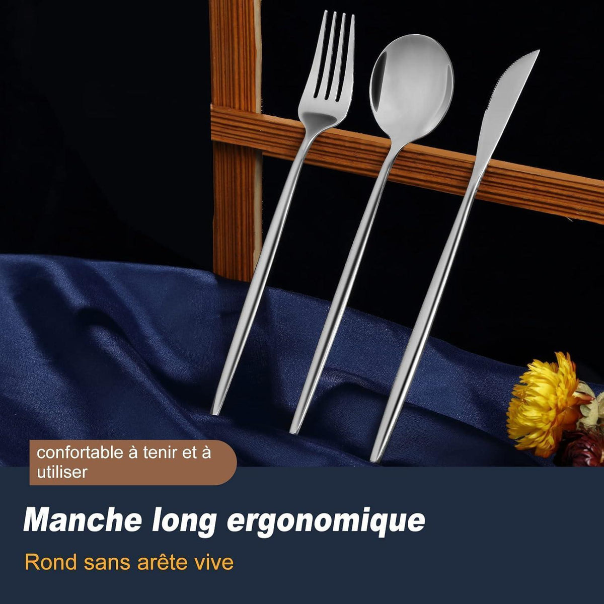 Edelstahl Besteckset 24 Teile für 6 Personen, Silber