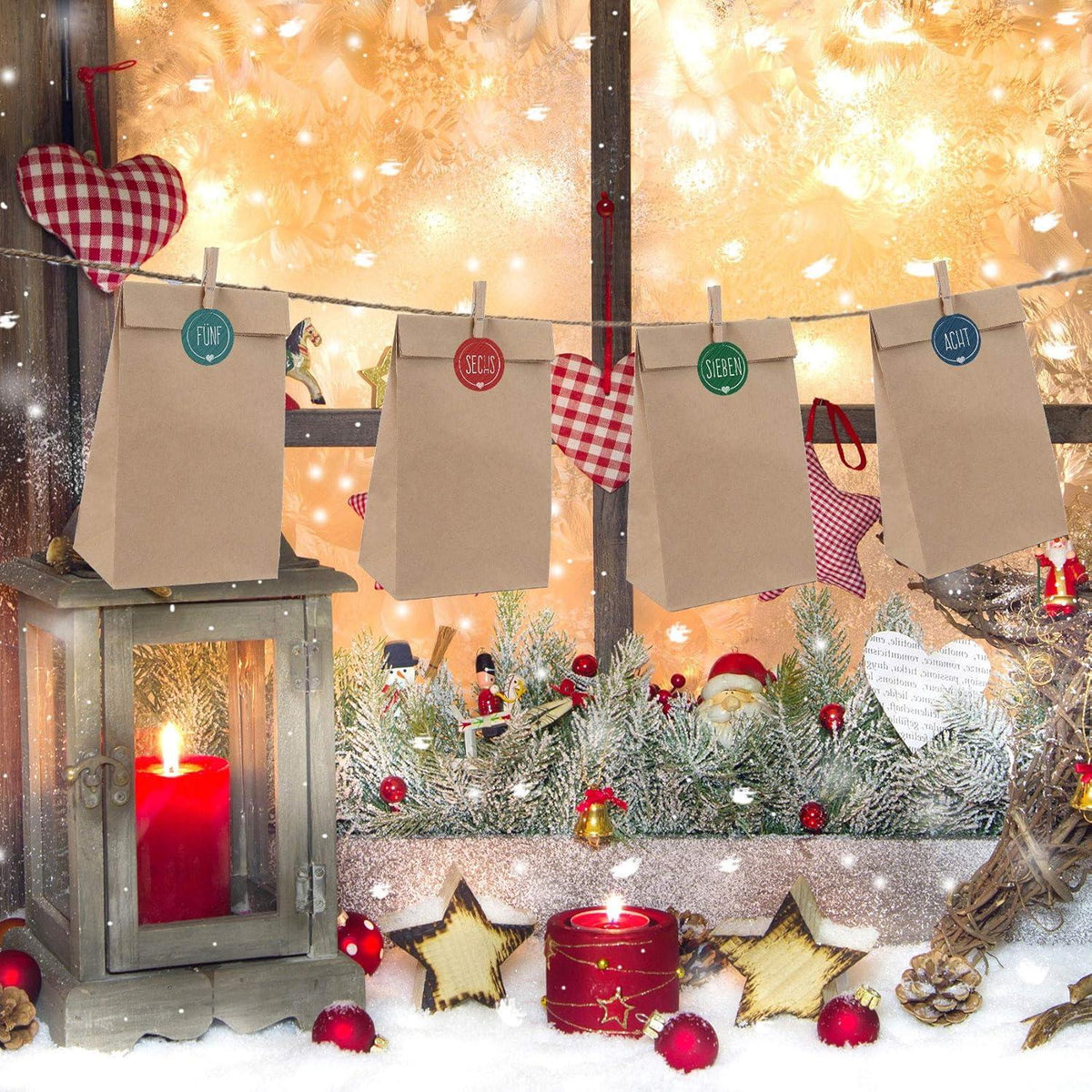 Adventskalender Kraftpapiertüten 24 Zahlen DIY Weihnachtskalender