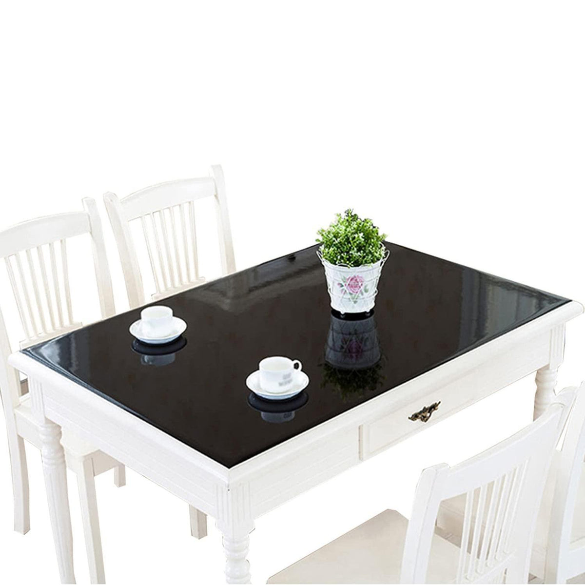 PVC Tischdecke wasserdicht 80x200cm Schwarz