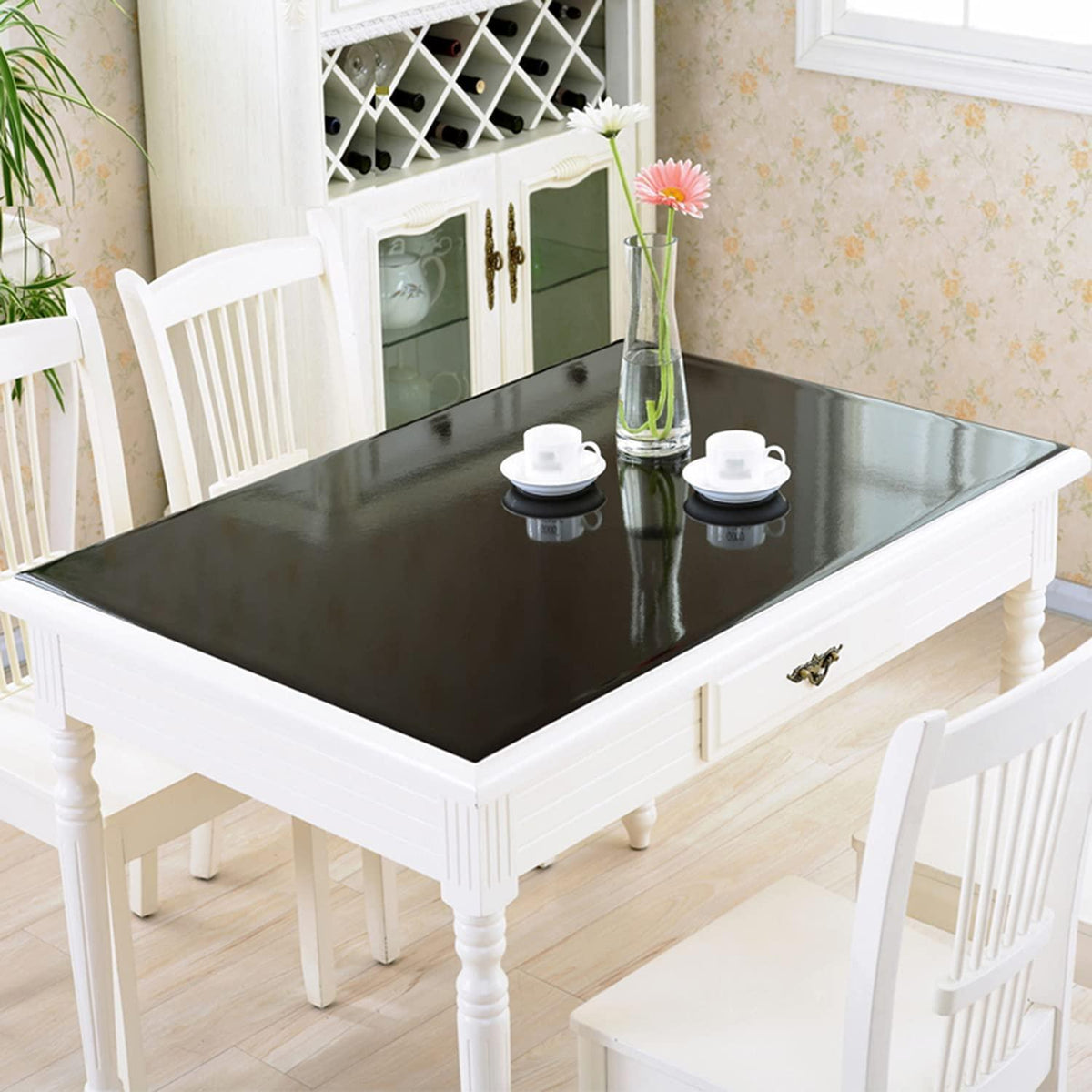 PVC Tischdecke wasserdicht 80x200cm Schwarz