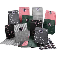 Adventskalender zum Befüllen in Rosa/Schwarz/Grau, 24 Tüten
