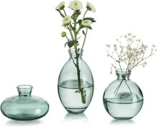 Vintage Handmade Mini Glasvasen Grün 3tlg. Set