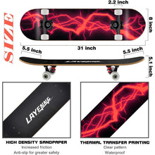 LAYENNE Skateboard 31 Zoll Komplettes Ahorn Deck ABEC-11