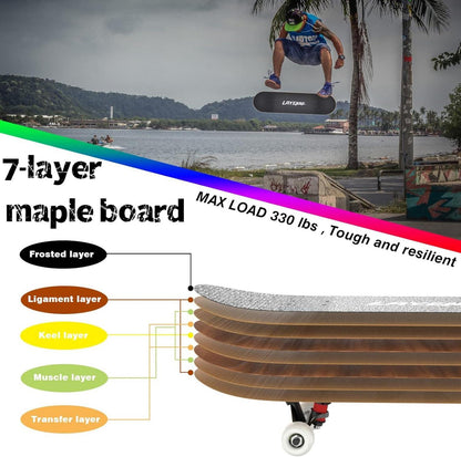 LAYENNE Skateboard 31 Zoll Komplett 7-lagiges Ahorn Deck ABEC-11