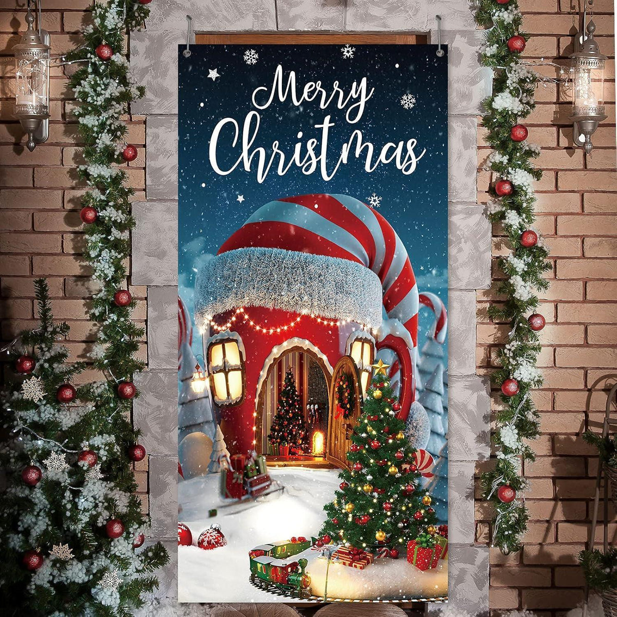 Weihnachts Türbanner Frohe Weihnachten 180x90cm Polyester