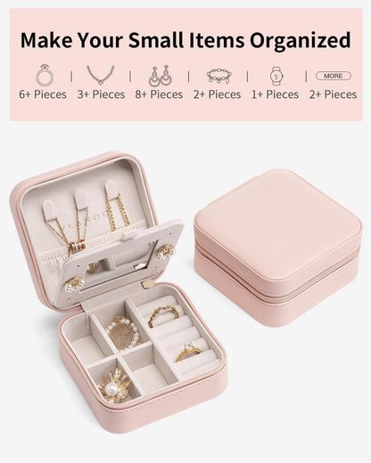 Schmuckkästchen Reise Damen für Ringe Ohrringe Spiegel Schmuckbox