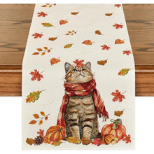 Artoid Mode Katze Kürbis Herbst Tischläufer 40x140 cm Beige