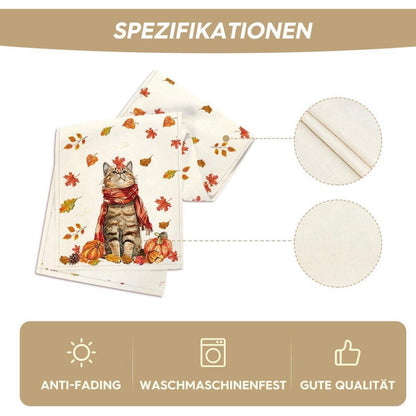 Artoid Mode Katze Kürbis Herbst Tischläufer 40x140 cm Beige