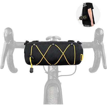 Fahrrad Lenkertasche mit Schultergurt, 2.4L, Schwarz-Gelb
