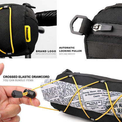 Fahrrad Lenkertasche mit Schultergurt, 2.4L, Schwarz-Gelb
