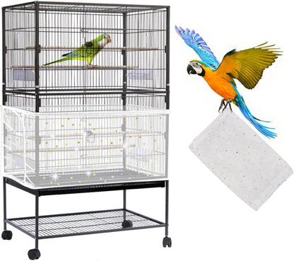 Vogelkäfig Abdeckung Samenfänger Kordelzug Papageien Netz