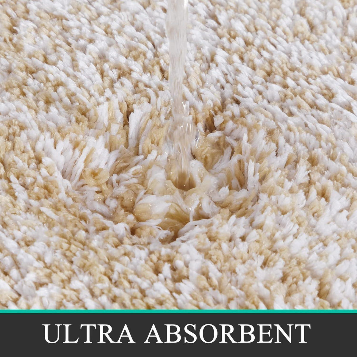 3-teiliges Badteppich Set Beige, Mikrofaser, rutschfest, saugfähig