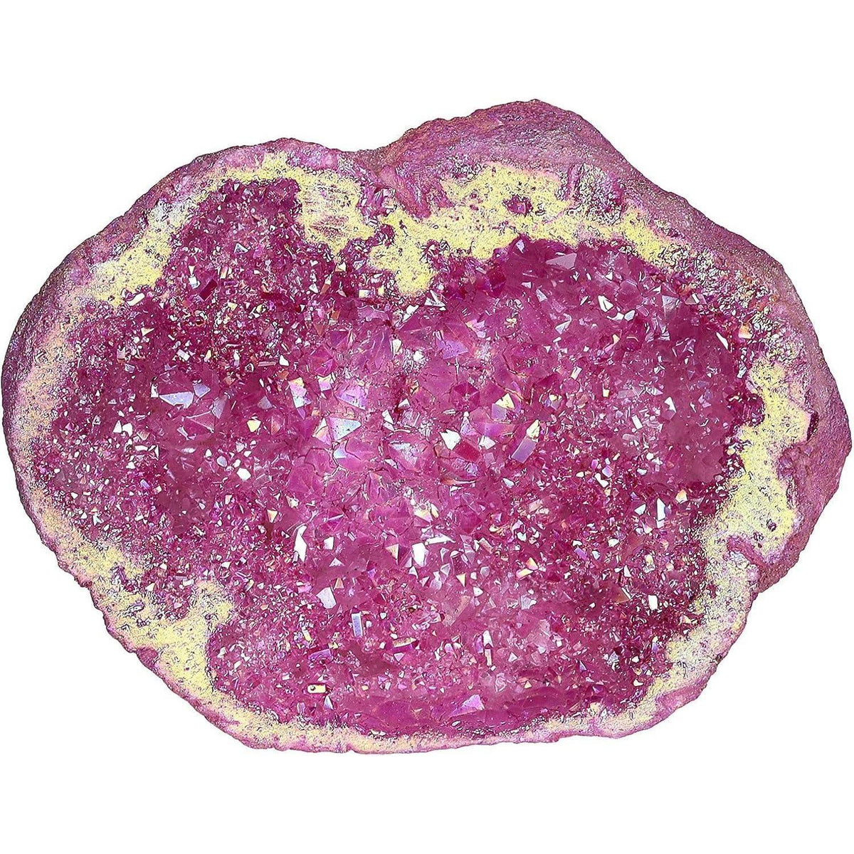 Titan beschichteter Kristall Geode Rohstück, Roter Quarz Cluster 100-200g
