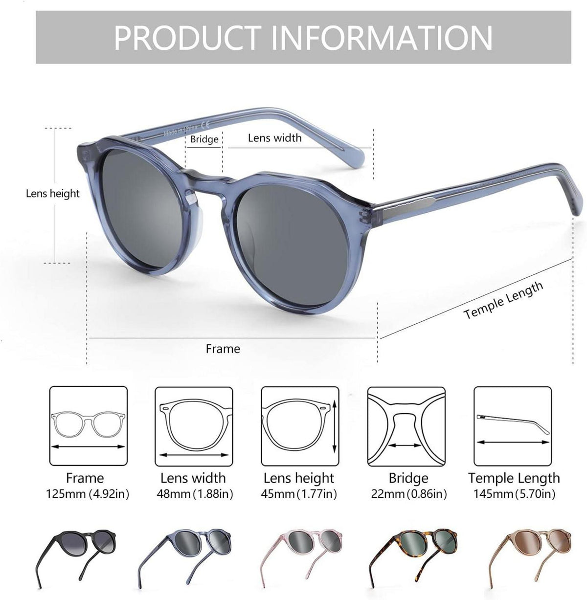Polarisierte Vintage Sonnenbrille mit Rundrahmen UV400 Schutz
