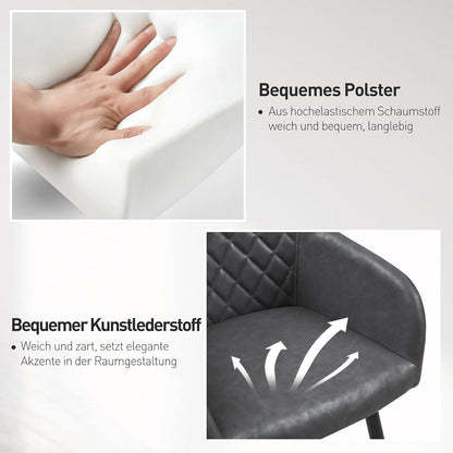 CLIPOP Esszimmerstühle 4er Set Kunstleder Graphitgrau