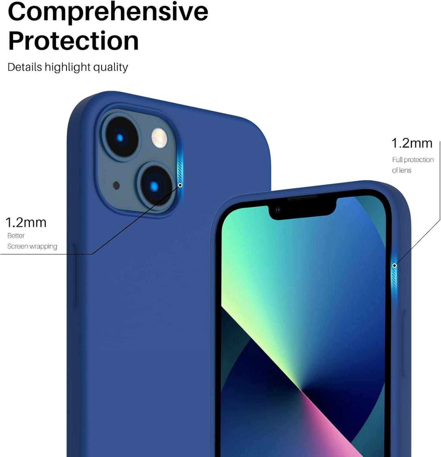 ORNARTO iPhone 13 Hülle 6,1 Zoll Silikon Flüssig Schutzhülle Königsblau