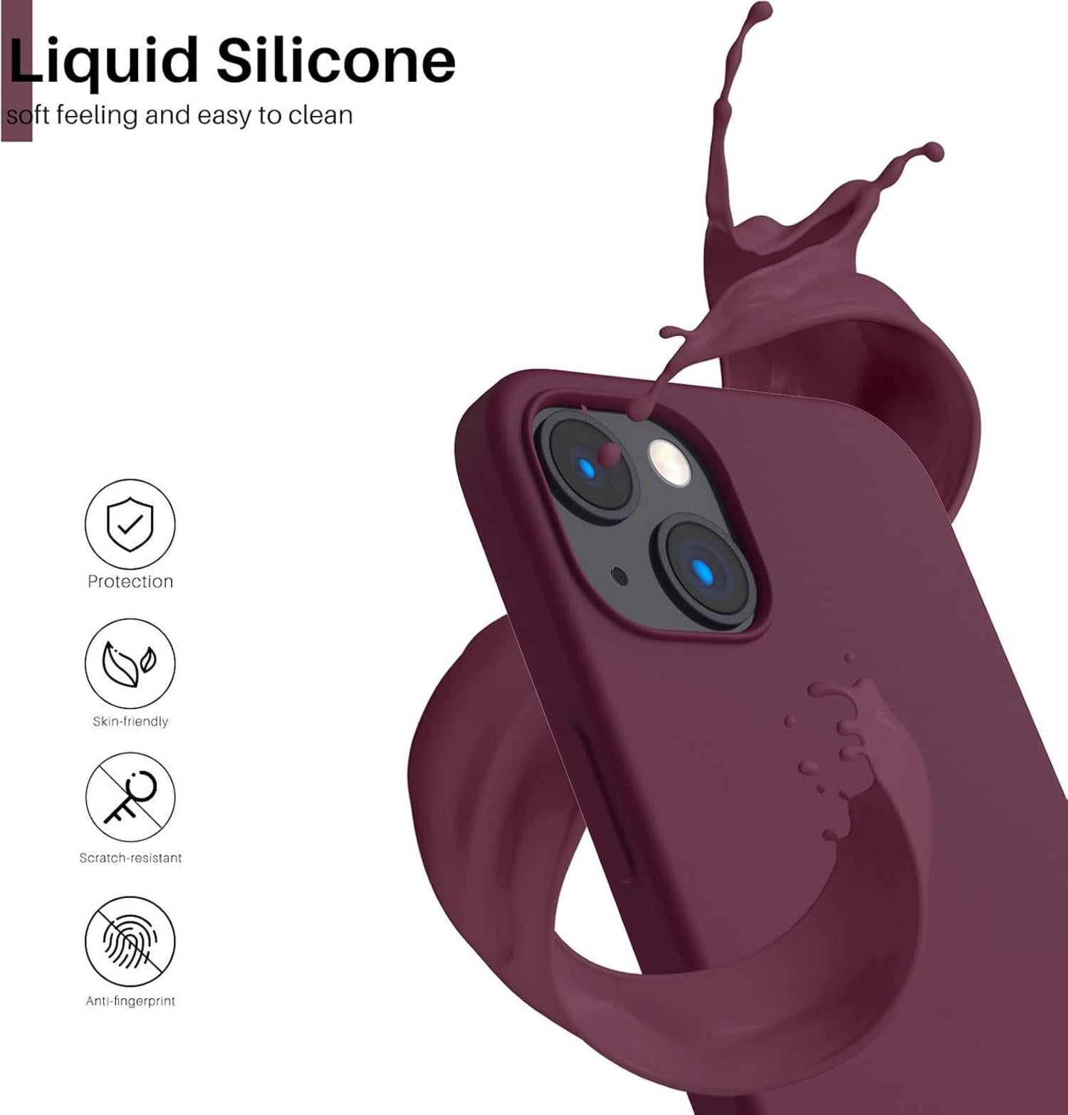 Schutzhülle für iPhone 13 6,1 Zoll - Silikon Case Weinrot