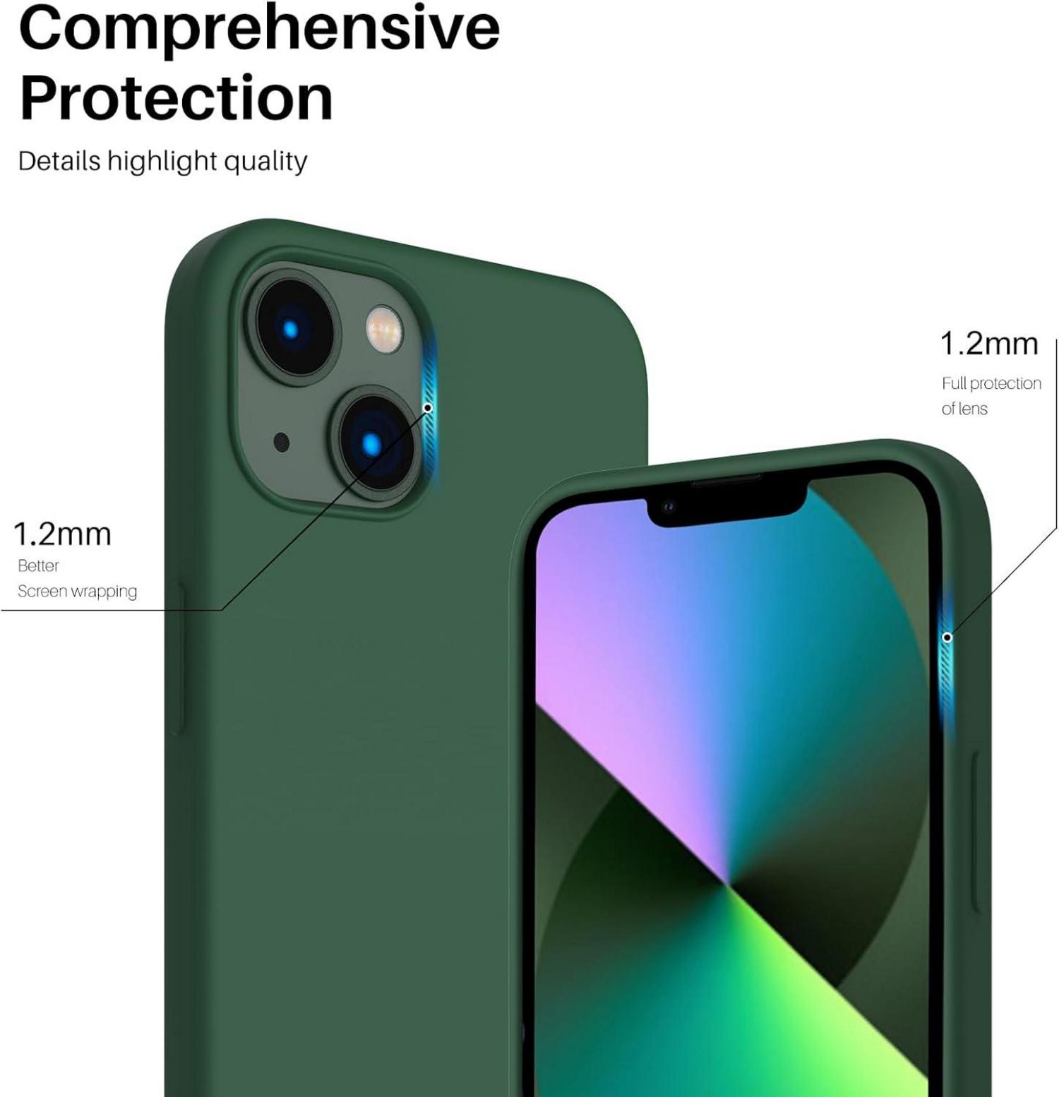 ORNARTO iPhone 13 6,1 Silikon Case Klee Grün - Voller Schutz Flüssig Silikon Handyhülle