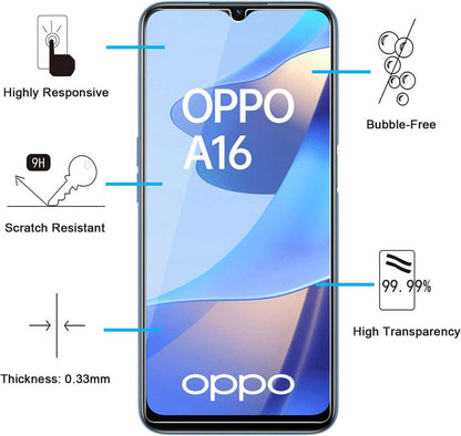 Panzer Schutz Glas Oppo A16 A16s 9H Härte HD 0.33mm