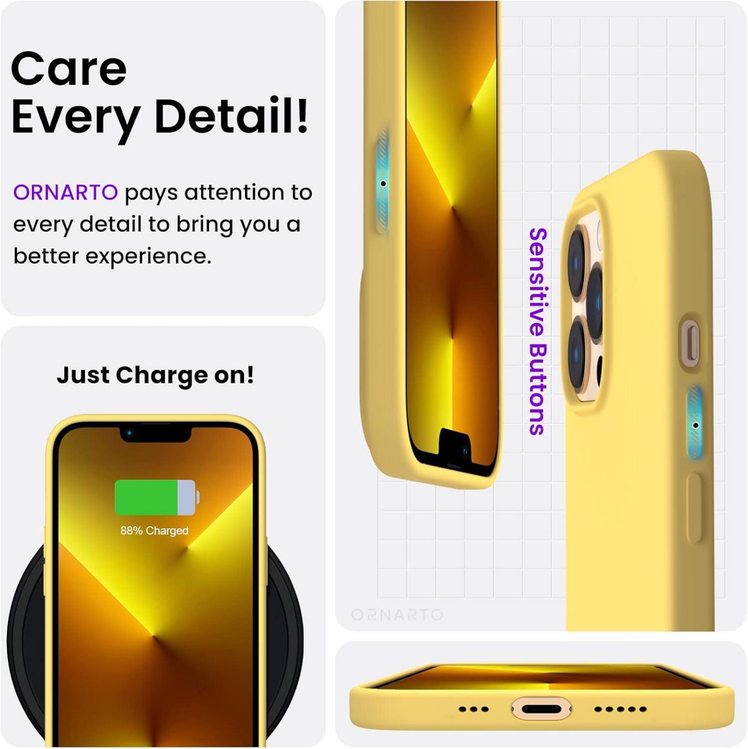 Silikon Case Hülle für iPhone 13 Pro 6,1 Zoll - Flüssig Silikon Schutzhülle Gelb
