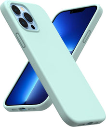 iPhone 13 Pro Max Flüssiges Silikon Case Stoßfest Schutzhülle Mintgrün