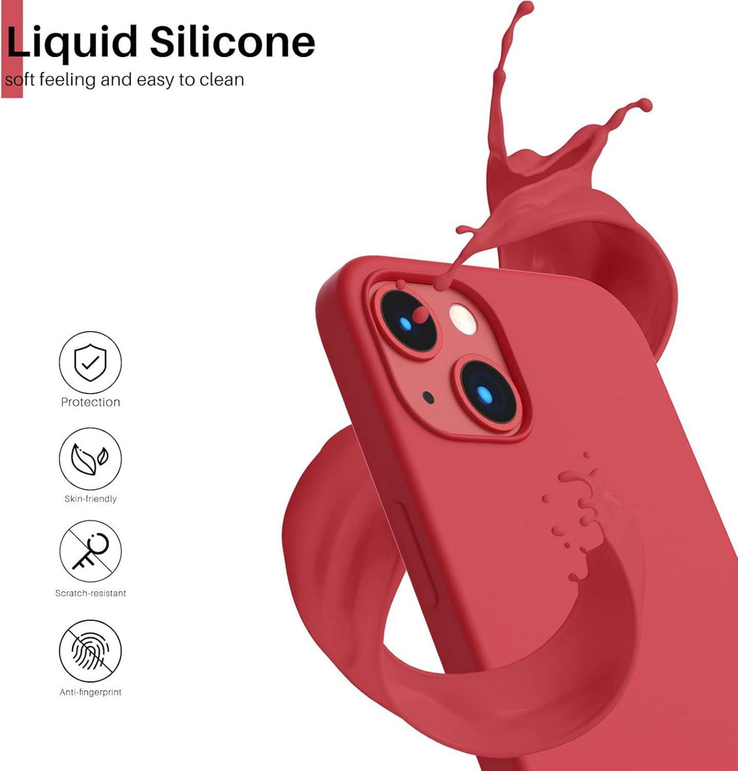 iPhone 13 Silikon Case Ultra Dünn Flüssig Voller Schutz 6,1 Zoll-Rot