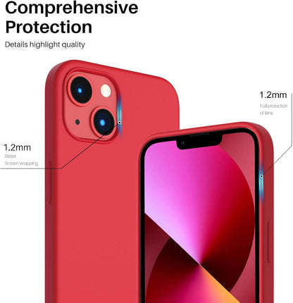 ORNARTO iPhone 13 Silikon Case 6,1 Schutzhülle Flüssig Silikon Rot