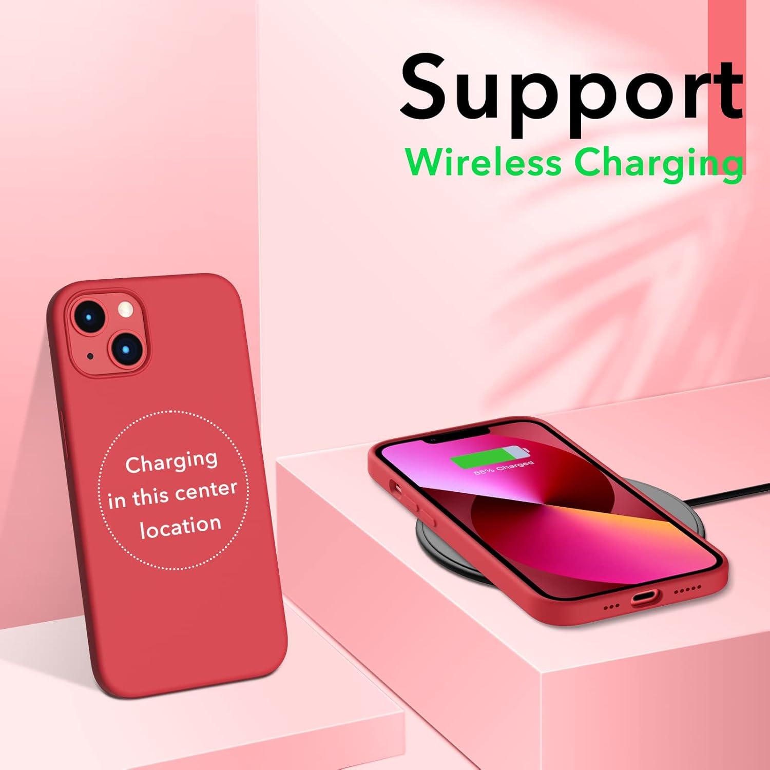 Flüssig Silikon Hülle für iPhone 13 6,1 Zoll Voller Schutz - Rot