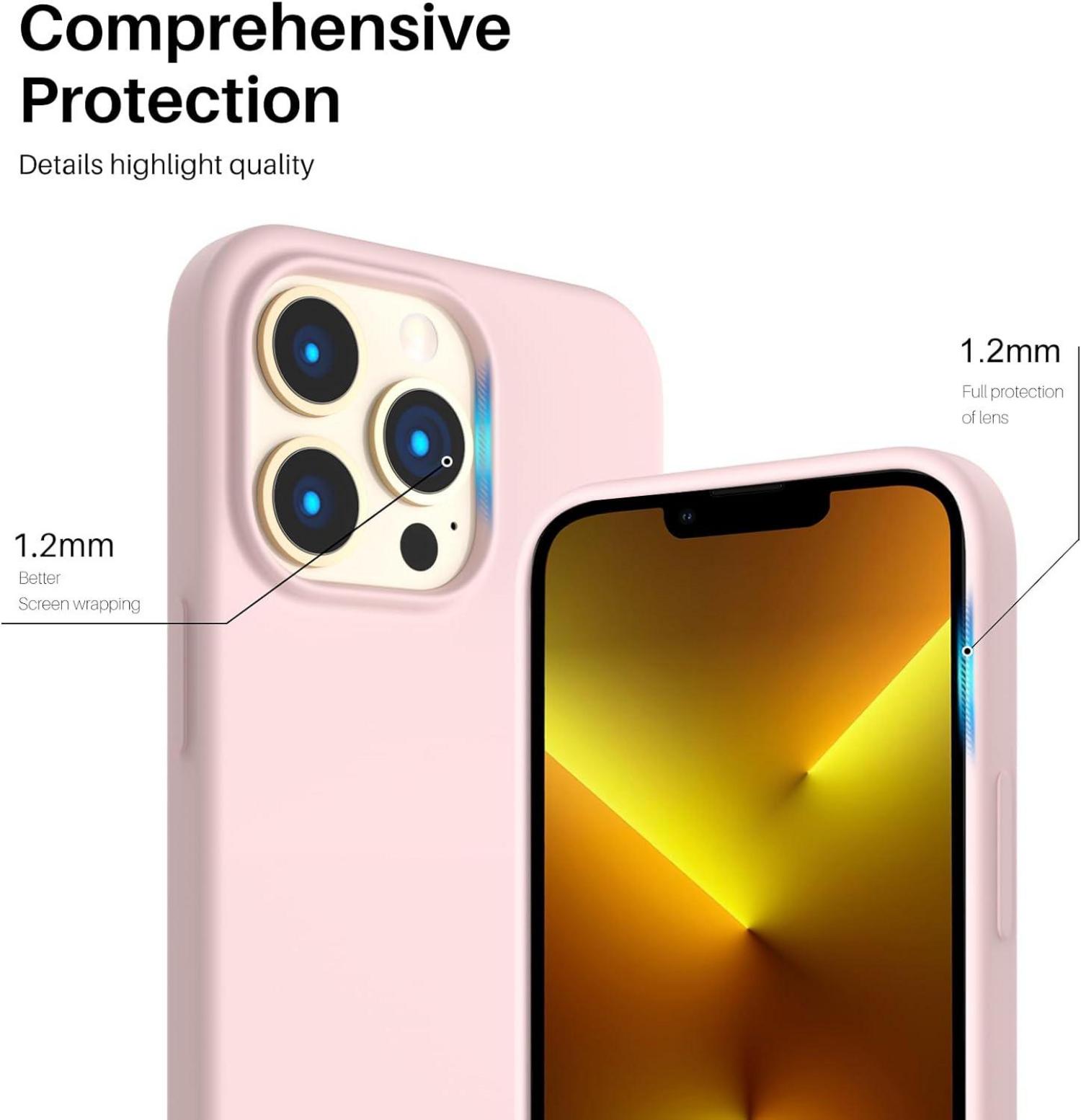 ORNARTO iPhone 13 Pro 6,1 Silikon Case Schutzhülle Kalkrosa