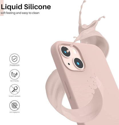 iPhone 13 Silikon Case Hülle Flüssig Schutz 6,1 Zoll Sandrosa