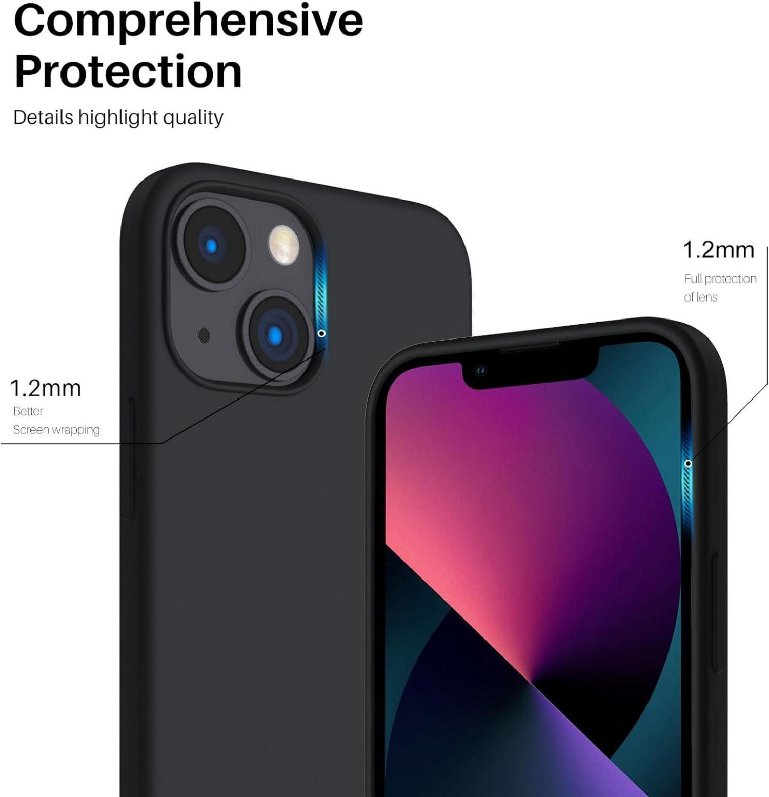 ORNARTO iPhone 13 Mini 5,4 Silikon Case - Schwarz - Voller Schutz