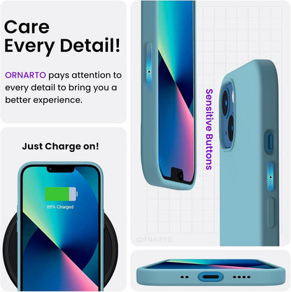 ORNARTO iPhone 13 Mini 5,4 Silikon Case Hülle Dünn Schutz Kaktus Blau