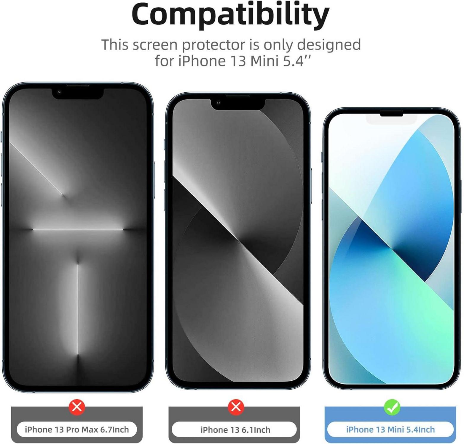 NEW'C Panzer Schutz Glas iPhone 13 Mini 5,4 Zoll 3er Set 9H Härte Ultra-klar