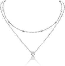 Layered Halskette Herzanhänger Multilayer Kette Edelstahl Silber Gold