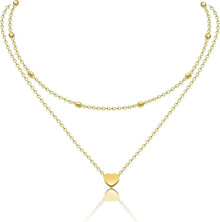Layered Kette Multilayer Halskette Doppelkette für Frauen Herzanhänger
