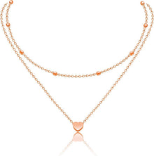 Damen Layered Kette Multilayer Halskette Doppelkette mit Herzanhänger