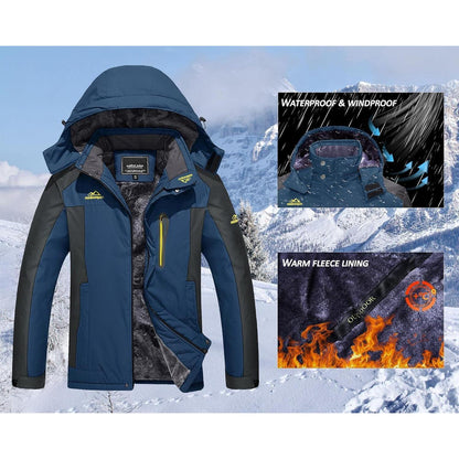 Herren Winterjacke Wasserdicht Warm Blau Skijacke Outdoor