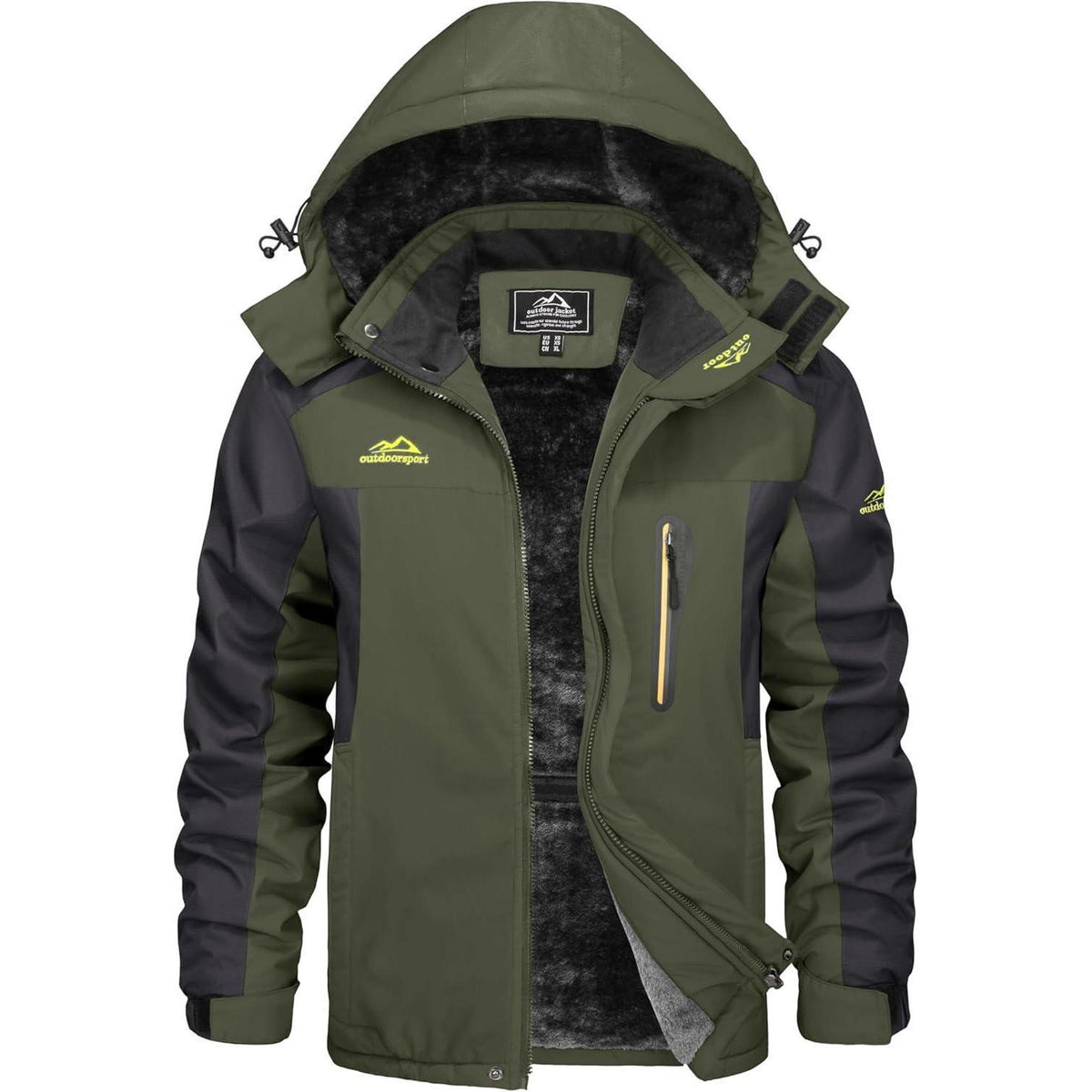 Herren Winterjacke Wasserdicht Warm Gefüttert Skijacke Armeegrün