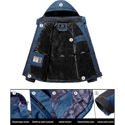 Herren Winterjacke Wasserdicht Warm Blau XL