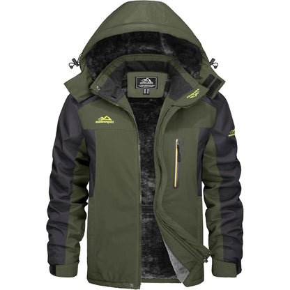 Herren Winterjacke Wasserdicht & Warm – Skijacke Armeegrün