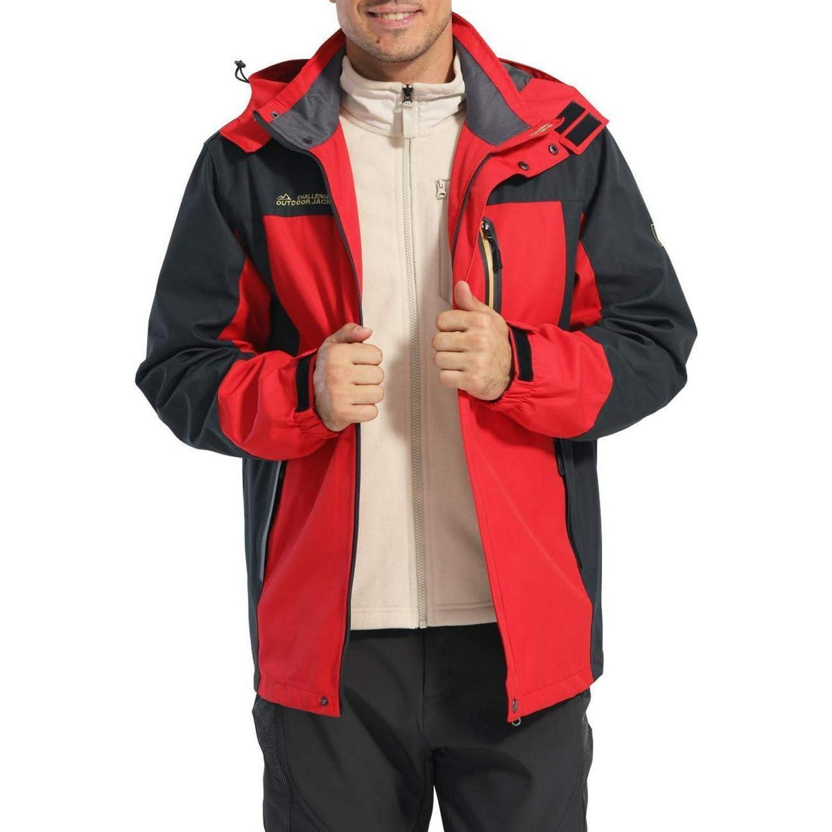 Herren Softshelljacke wasserabweisend mit Kapuze Rot XL