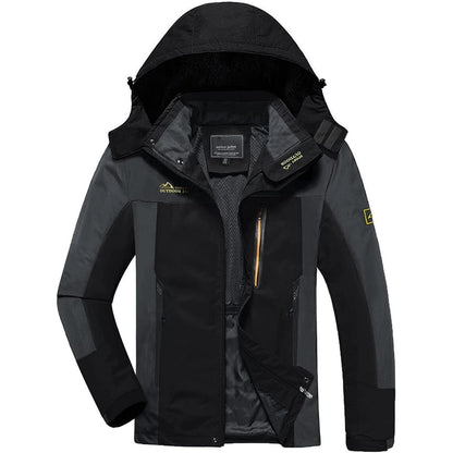 Herren Softshelljacke wasserabweisend mit Kapuze Schwarz-grau