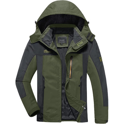 Herren Softshelljacke wasserabweisend mit abnehmbarer Kapuze Dunkeloliv S