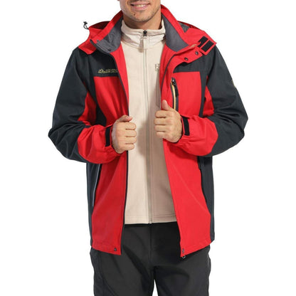 Herren Softshelljacke wasserabweisend mit abnehmbarer Kapuze Dunkeloliv S