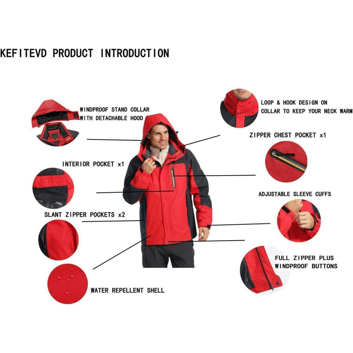 Herren Softshelljacke wasserabweisend mit abnehmbarer Kapuze Dunkeloliv L
